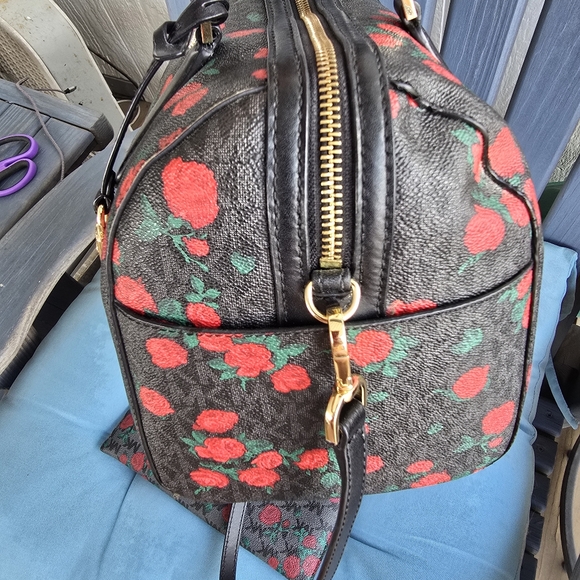 Michael Kors Black and Red Floral Satchel - Picture 4 of 15